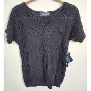 Vtg. E.H. Woods Women's Sz. M Black Knit Short Sleeve Sweater NWT